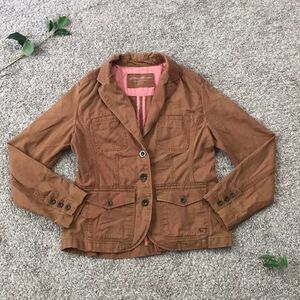 Vintage Eddie Bauer Legend Wash Womens 6 Button Up Blazer Jacket Coat Tan Brown